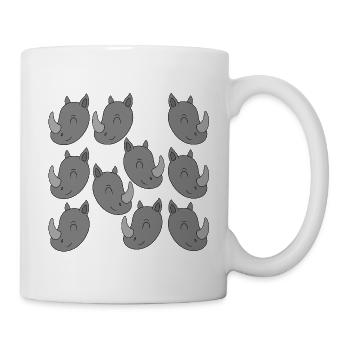 Cartoon-Nashornkopf - Tasse - Weiß - Rechts