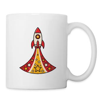 Rakete startet nach oben mit Sternen Vektor Shirt - Tasse - Weiß - Rechts