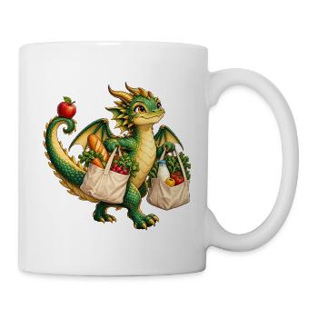 Grüner Drachenmarkt Einkauf - Tasse - Weiß - Rechts