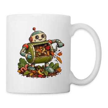 Herbstroboter mit Falllaub - Tasse - Weiß - Rechts