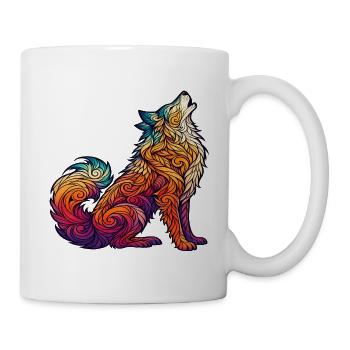 Bunter Wolf Tribal Muster - Tasse - Weiß - Rechts