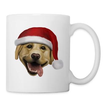 Labrador mit Weihnachtsmütze - Weihnachtshund - Tasse - Weiß - Rechts