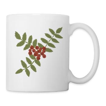 Karmesinrote Vogelbeeren auf Green Branch - Tasse - Weiß - Rechts