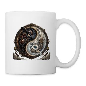 Steampunk Yin Yang Eule - Tasse - Weiß - Rechts