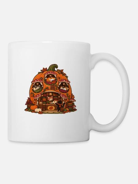 Katzenkürbishaus - Tasse - Weiß