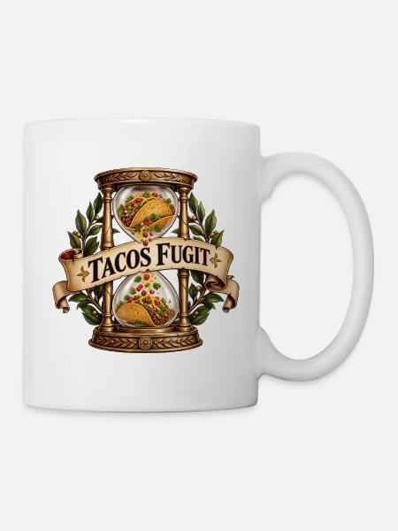Tacos Fugit Sanduhrwappen - Tasse - Weiß