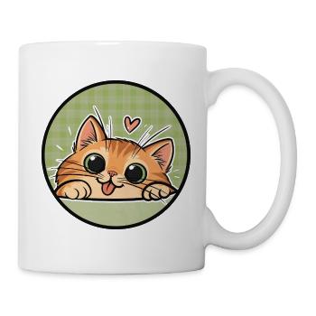 Orange Cat cute - Katze mit Kulleraugen - Tasse - Weiß - Rechts