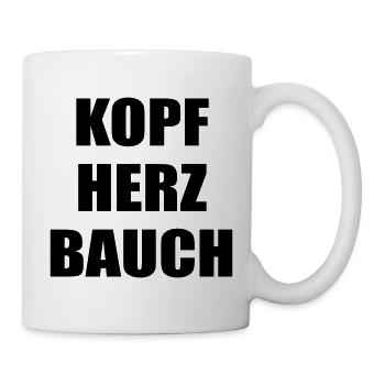 Entscheidungen Kopf Bauch Herz - Tasse - Weiß - Rechts