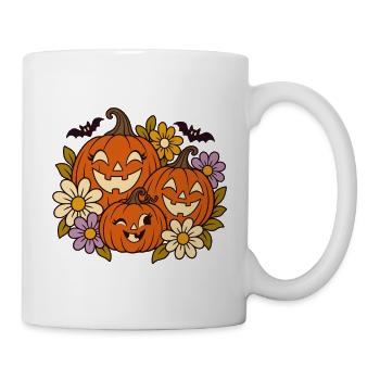 Kürbisfreude Herbstblumen - Tasse - Weiß - Rechts