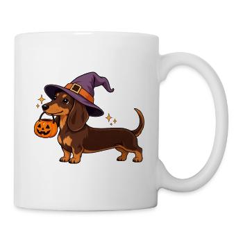 Dackel Hexenhut Halloween - Tasse - Weiß - Rechts