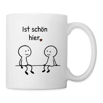Ist schön hier. | Zwei Figuren mit Herz - Tasse - Weiß - Rechts