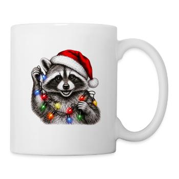 Raccoon Christmas Lichterkette Stil - Tasse - Weiß - Rechts