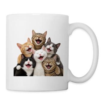 Katzenlachen in einer mehrfarbigen Horde - Tasse - Weiß - Rechts