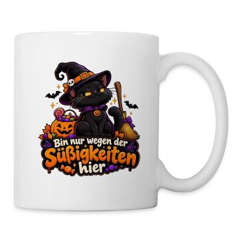 Bin nur wegen der Süßigkeiten hier - Tasse - Weiß - Rechts