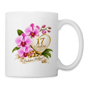 17.Hochzeitstag , Orchideen Hochzeit 17 Jahre - Tasse - Weiß - Rechts
