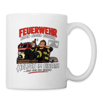 Feuerwehr - Retten - Löschen - Bierchen - Tasse - Weiß - Rechts