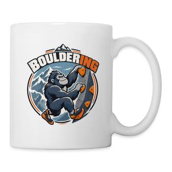 Süßer Gorilla beim Bouldern – Kletter Affe - Tasse - Weiß - Rechts