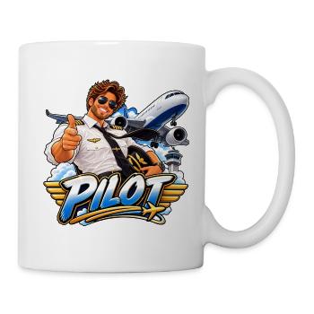 Charismatischer Cartoon-Luftpilot - Tasse - Weiß - Rechts
