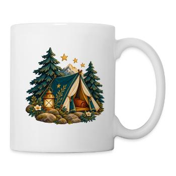 Lager zwischen Kiefern und Sternen - Tasse - Weiß - Rechts
