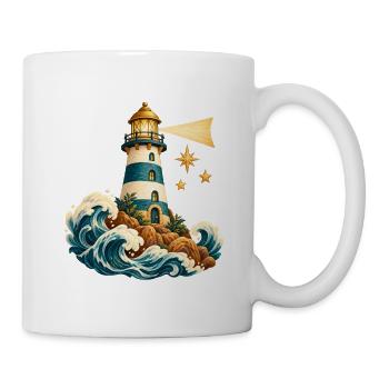 Aquarell Leuchtturm auf den Wellen - Tasse - Weiß - Rechts