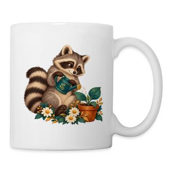 Waschbär-Gärtner in Blüte - Tasse - Weiß - Rechts