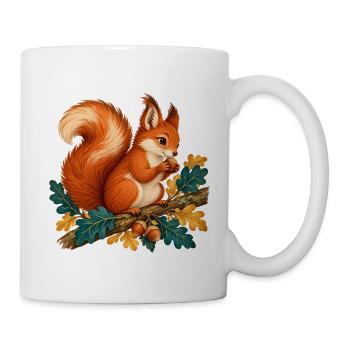 Herbsthörnchen auf Ast - Tasse - Weiß - Rechts
