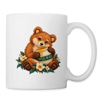 Honig- und Blumenbärenkuscheln - Tasse - Weiß - Rechts