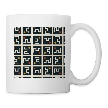 Labyrinthkacheln – Linien und Punkte - Tasse - Weiß - Rechts