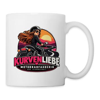 Kurvenliebe Motorradfahrerin Sunset - Tasse - Weiß - Rechts