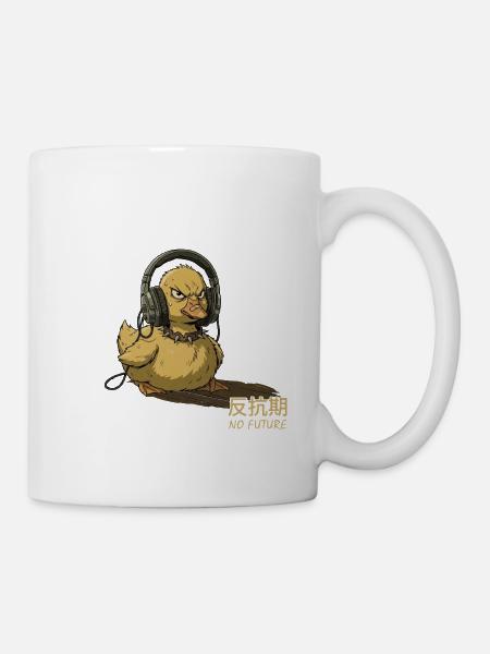 Punk-Ente mit Kopfhörern – No Future - Tasse - Weiß