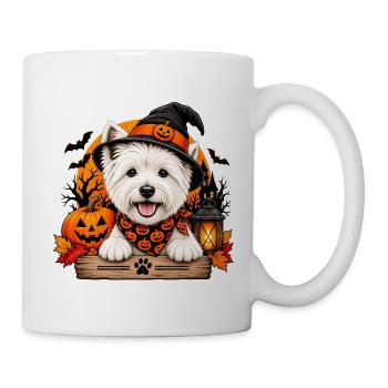 West Highland Terrier mit Halloween-Hut - Tasse - Weiß - Rechts