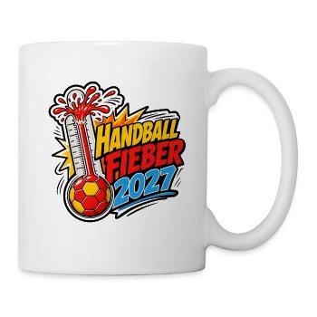 Handballfieber 2027 lustiges Thermometer Shirt - Tasse - Weiß - Rechts
