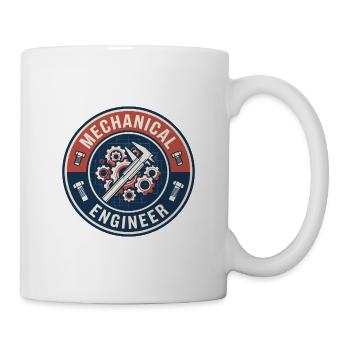 Vintage Mechanical Engineer Bauplan-Zahnräder-Abzeichen - Tasse - Weiß - Rechts