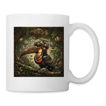 Mechanischer Dschungel-Steampunk-Tukan - Tasse - Weiß - Rechts