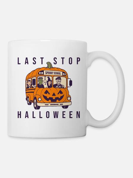Pumpkin Bus Spooky School Halloween - Tasse - Weiß