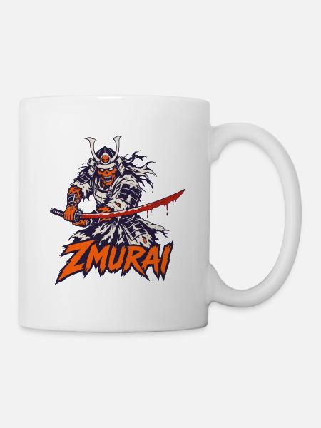 Zombie-Samurai mit blutigem Katana - Tasse - Weiß