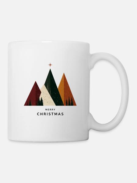 Geometric Christmas Mountains - Tasse - Weiß