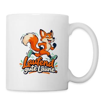 Joggingfuchs: Laufend gute Laune - Tasse - Weiß - Rechts