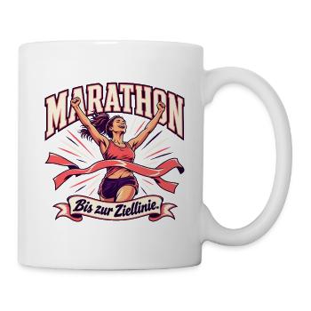 Marathonläuferin im Ziel - Tasse - Weiß - Rechts