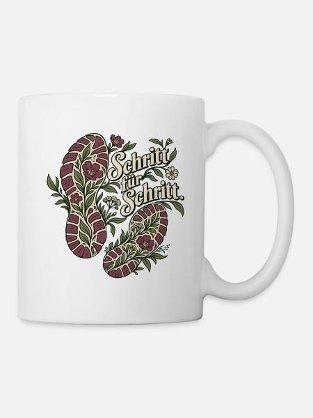 Schritt für Schritt – Laufmotiv - Tasse - Weiß