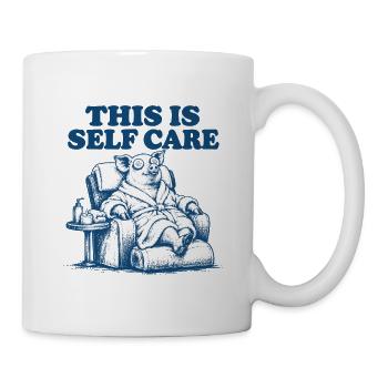 Selbstfürsorge-Bär in Entspannungsmodus - Tasse - Weiß - Rechts