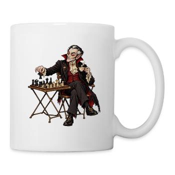 Vampirischer Gentleman am Schach - Tasse - Weiß - Rechts