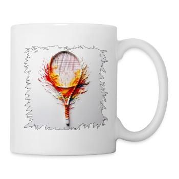 Farbexplosion Tennisracket Kunst - Tasse - Weiß - Rechts