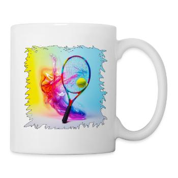 Farbenexplosion Tennisracket - Tasse - Weiß - Rechts