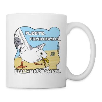 Fleete Feminismus Fischbrötchen  - Tasse - Weiß - Rechts