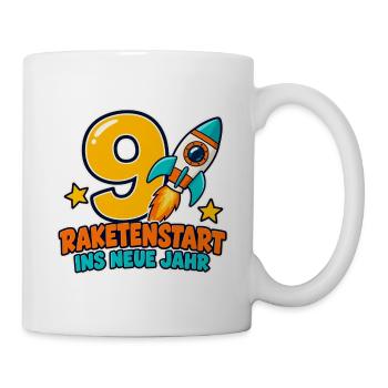 9 Geburtstag – Raketenstart ins neue Jahr - Tasse - Weiß - Rechts
