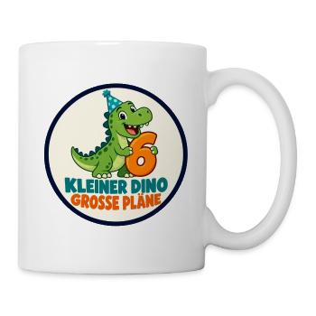 6 Geburtstag – Kleiner Dino große Pläne - Tasse - Weiß - Rechts