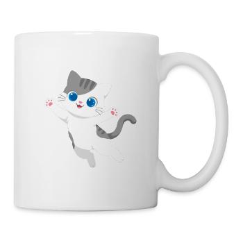 Verspieltes Kawaii-Kätzchenspringen - Tasse - Weiß - Rechts