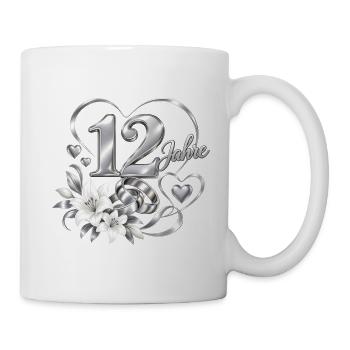 12.Hochzeitstag , 12 Jahre , Nickelhochzeit - Tasse - Weiß - Rechts