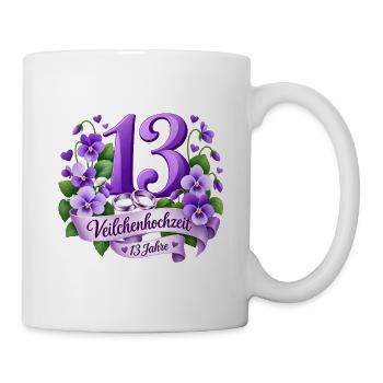 13.Hochzeitstag , Veilchenhochzeit 13 Jahre - Tasse - Weiß - Rechts
